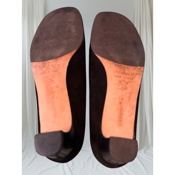 Vtg Amalfi Made in Italy Black Suede Leather Heels w/ Silver Ring Accent 9.5B - Picture 3 of 6